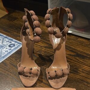 Alaia Tan Stiletto Heels with Studded Straps